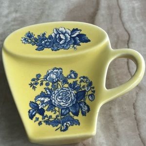 Vintage Spode Tea Bag Holder - Blue & Yellow Floral China